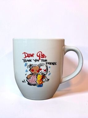 Royal Norfolk Dear God Mug Thank You For Friends with Colorful Illustration